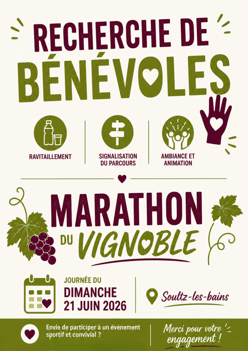 Recherche de bénévoles - 20ème édition du Marathon du Vignoble 